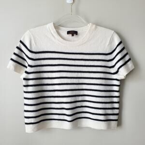 Quince Women Mongolian Cashmere Sweater Stripe Top XL Quiet Luxury Preppy Career